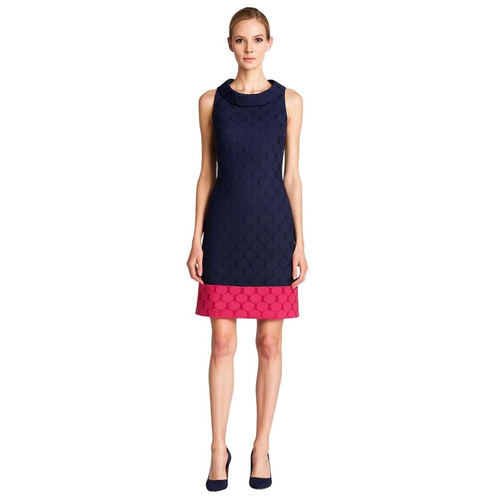 Adrianna Papell Lace Dress Size 4 NWT Roll Neck Color Block Navy Cocktail Office
